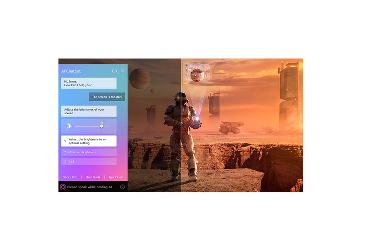 Παρουσιάζεται το AI Chatbot στη οθόνη.